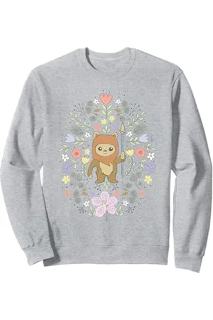 STAR WARS Cute Ewok Spring Flowers Pastel Color Big Logo Felpa