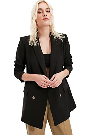 Trendyol Giacca Blazer Craissile Oversize Black Button, 70 Donna