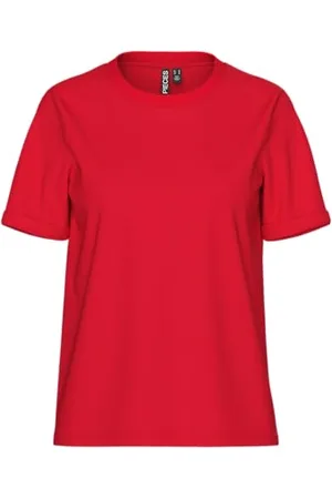 Pieces® Pcria SS Fold Up Solid Tee Noos BC T-Shirt, , L Donna
