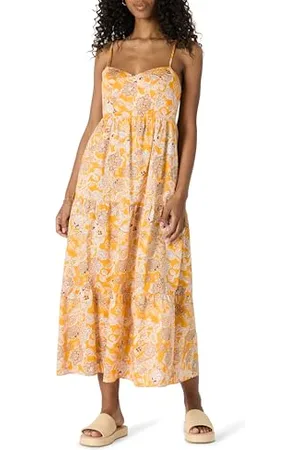 Amazon Maxi Abito A Balze con Spalline Sottili in Raso di Cotone dalla vestibilità Regolare Donna, , S