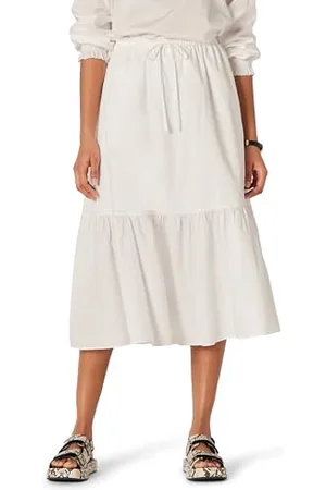 Amazon Gonna Midi Svasata a Balze in Raso di Cotone (Top Venduto Separatamente) Donna, , S