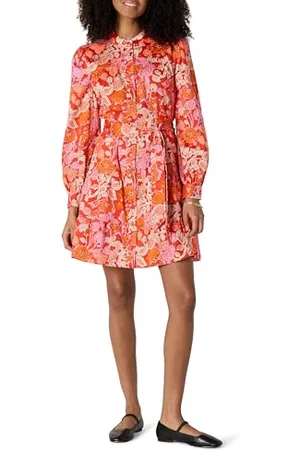Amazon Abito Chemisier a Balze in Raso di Cotone Fit Classico Donna, , M