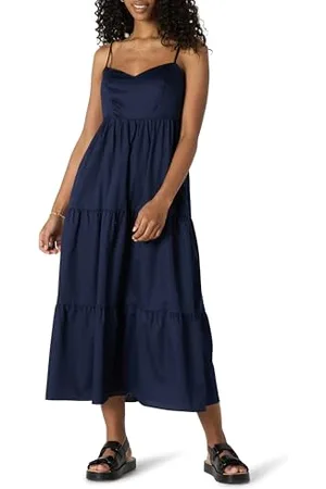 Amazon Maxi Abito A Balze con Spalline Sottili in Raso di Cotone dalla vestibilità Regolare Donna, , XL