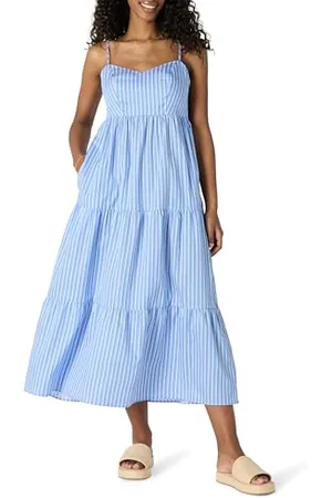 Amazon Maxi Abito A Balze con Spalline Sottili in Raso di Cotone dalla vestibilità Regolare Donna, , XXL