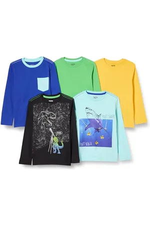 Amazon T-Shirt Maniche Lunghe Bambini e Ragazzi, Pacco da 5, , 4 Anni