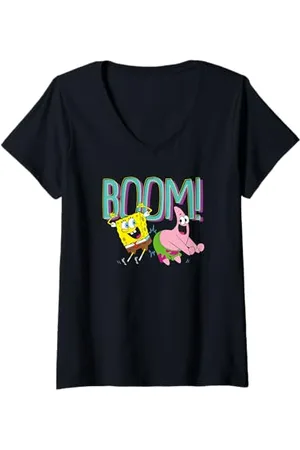 Spongebob Donna Sponge Bob - Patrick Boom Maglietta con Collo a V