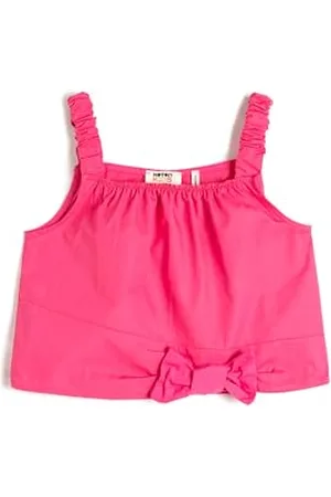Koton Crop Blouse Strappy Bowtie Detail Cotton, Camicia da Donna Bambina, Rosa (286)