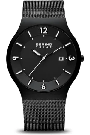 Bering Uomo Analogico Solare Orologio con Cinturino in Acciaio Inossidabile Cinturino e Vetro Zaffiro