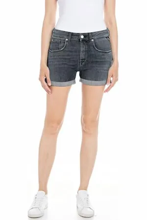 Replay Pantaloncini jeans da donna con Power Stretch, grigio (grigio scuro 097), 33