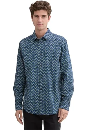TOM TAILOR 1043817 Camicia, 36704-Blue Triangle Design, XL Uomo