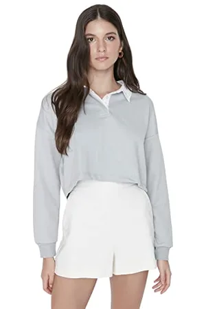Trendyol Felpa Aderente con Colletto a Camicia Maglia di Tuta, , S Donna