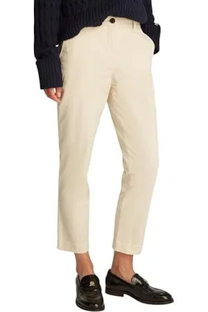 Tommy Hilfiger Donna Pantaloni Chino Stretch Slim Caviglie Scoperte, Avorio (Ivory Petal), 44