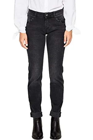QS by s.Oliver 14.808.71.5256 Jeans Straight, (Grey Black Denim Stretch 96Z4), 34W x 34L Donna