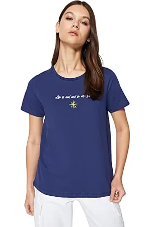 Trendyol T-Shirt Girocollo Basic da Donna Regular Fit Camicia, , M