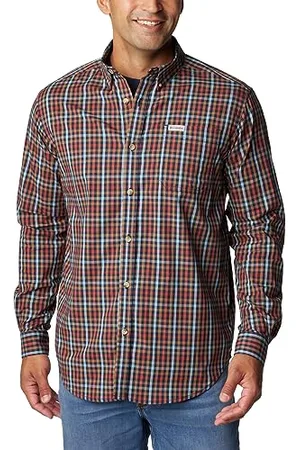 Columbia Rapid Rivers II Long Sleeve Shirt Maglietta da Escursionismo, Vichy Blu Marino, XL Uomo