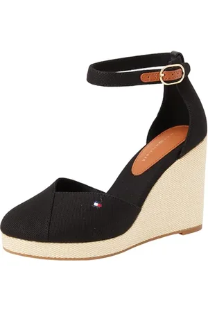 Tommy Hilfiger Donna Espadrillas Wedge Flag Closed Toe con Cinturino alla Caviglia, (Black), 39 EU