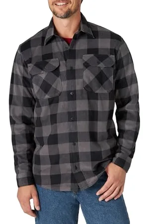 Wrangler Camicia da Uomo in Pile Pesante a Maniche Lunghe, Gray Buffalo Plaid, L