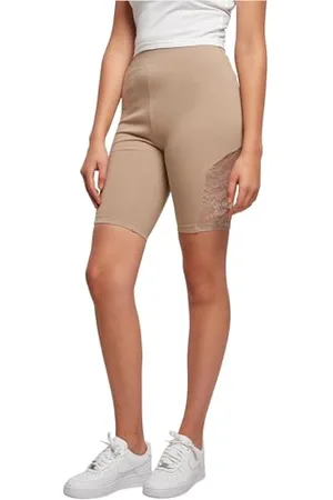 Urban classics Pantaloncini Sportivi Donna, Fitness Leggins con Inserto in Pizzo, Palestra e Yoga, High Waist in Diversi Colori, Taglie XS - 5XL