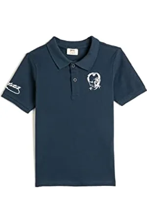 Koton Atatürk Printed Polo Neck T-Shirt Short Sleeve Button Detail, (704), 11-12 Anni Bambino