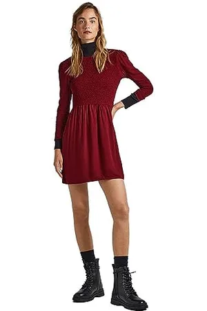 Pepe Jeans Kasia, Vestito Donna, (Burgundy),S