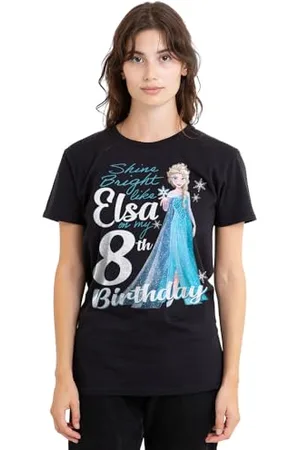 Disney Mandarin creative ltd Frozen Bright Like Elsa 8th Birthday Ladies T Shirt, Black, , XXL Donna