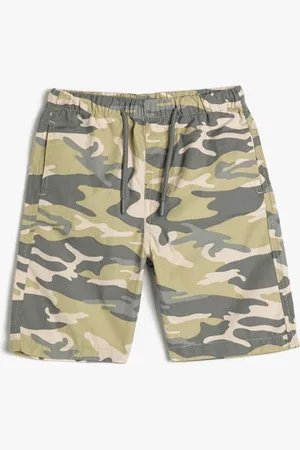 Koton Bermuda Military Shorts Parachute Fabric Pockets Drawstring Cotton, Pantaloncini