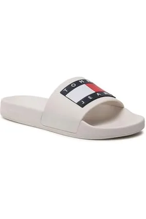 Tommy Hilfiger Donna Scarpe da Mare Flag Pool Slide Ciabatte, Bianco (Ecru), 41