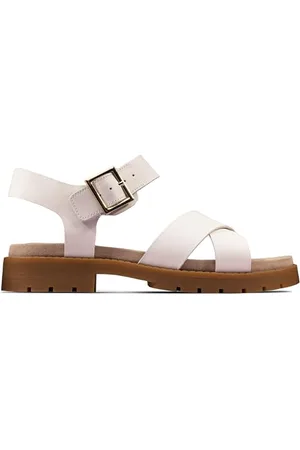 Clarks Orinoco Strap, Sandali con Cinturino alla Caviglia Donna, Bianco (White Leather White Leather), 36 EU