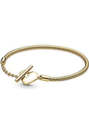 PANDORA Bracciale a forma di cuore Moments in maglia snake 14 placcato in , con barra a T, 16
