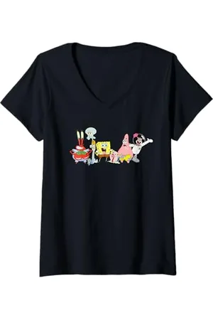Spongebob Donna Sponge Bob - Cast Group Maglietta con Collo a V