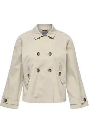 ONLY Carapril Life Short Trenchcoat Otw Noos Coat Trench, Oxford Tan, S Donna