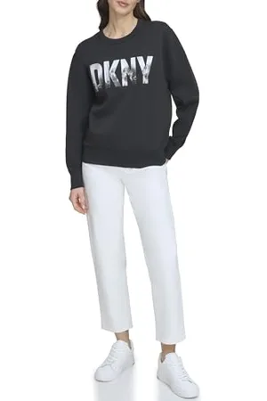 DKNY Skyline Logo Crewneck, Maglione maglione Da donna, Black