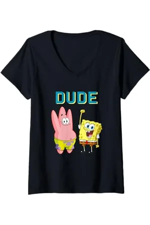 Spongebob Donna Sponge Bob - Patrick Dude Maglietta con Collo a V