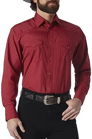 Wrangler Camicia da Uomo a Maniche Lunghe Western con Due Tasche, , L