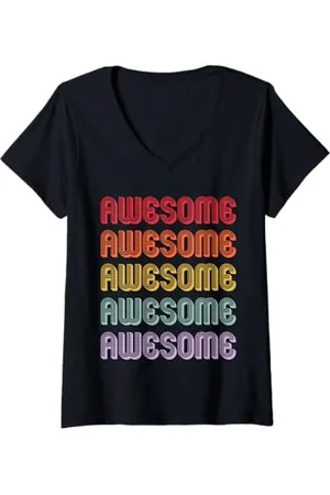 Awesome apparel Donna Impressionante Maglietta con Collo a V
