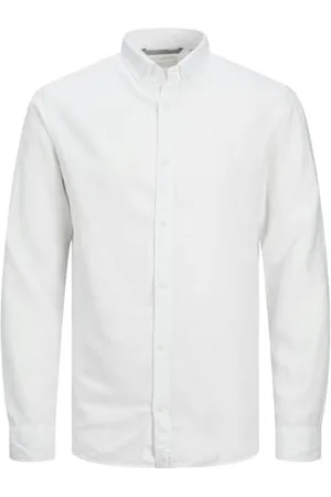 JACK & JONES Jprccmaze-Maglietta in Lino, con Bottoni, L/S Camicia a Maniche Lunghe, , S Uomo