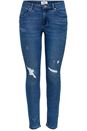 ONLY Onldaisy Reg Push Up SK Ank DNM Jeans, Media Blu Denim, 28W x 30L Donna