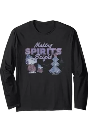 Peanuts Regali di Natale Snoopy Woodstock Making Spirits Bright Vintage Maglia a Manica