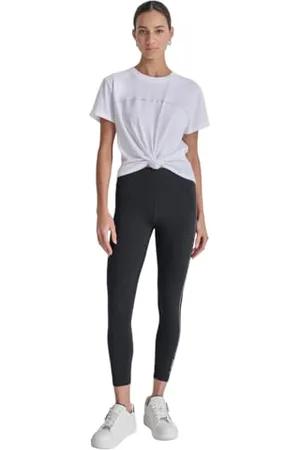 DKNY High Waist 7/8 Rhynestone Logo Tight Leggings, , M Donna