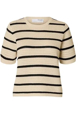 SELECTED Slfvinna SS Structure Knit O-Neck Noos, , M Donna