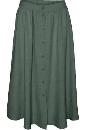 VERO MODA Vmmelaney H/W Button Calf Skirt Wvn Ga, , M Donna