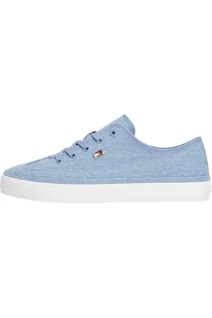 Tommy Hilfiger Donna Sneakers Vulcanizzate Washed Canvas Profilo Basso, Blu (Brisk Blue), 40