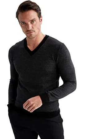 DeFacto Y5087AZ Maglione, Black, XL Uomo