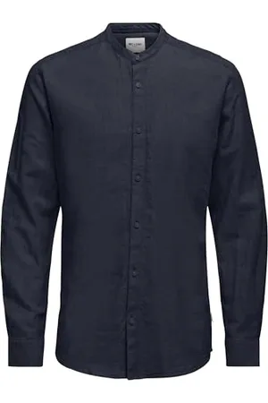 Only & Sons Onscaiden LS Solid Linen MAO Shirt Noos Camicia a Maniche Corte, , L Uomo