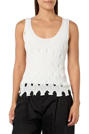 Pinko Rambo Canotta Bande con TRAFORI Canottiera da Donna, Z04_Bianco Brill, M