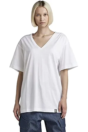 G-Star Donna Essential Loose Deep V-Neck Top, (white D22746-C539-110), L