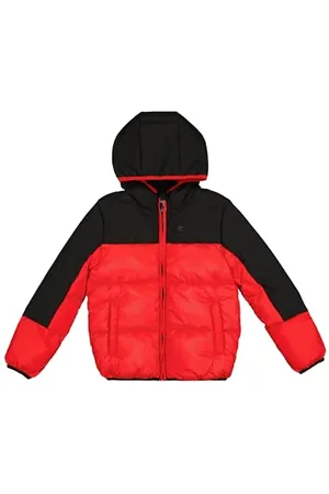 Champion Legacy Outdoor Retro Sport B (306872) -WR Ripstop Nylon Woven 40gr Hooded Giacca, (CRD/NBK), 7-8 Anni Bambino