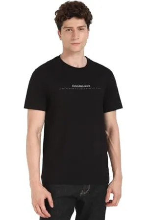 Calvin Klein Uomo T-shirt Maniche Corte Minimal Logo Tee Scollo Rotondo, Nero , XS