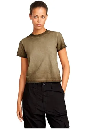 G-Star Donna Overdyed Micro Boxy Top, (wild olive gd D26078-D756-C028), M