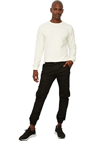 Trendyol Khaki Boys Cargo Jogger Pants Pantaloni, Black, 28 Uomo